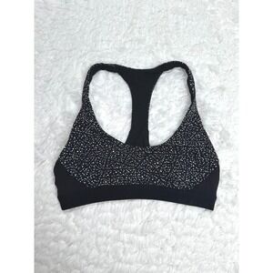 Lululemon Black/White Sports Bra White Speckle Racerback‎ Size 4